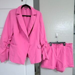 VENUS Pink Blazer and Shorts Set